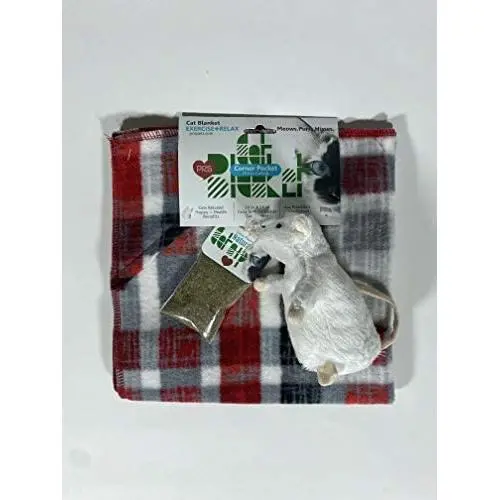 Priscillas Pet Products Cat Blanket with Corner Pocket + Cat Toy + Ultra Potent Catnip Priscillas Pet Products Cat Blanket with Corner Pocket + Cat Toy + Ultra Potent Catnip