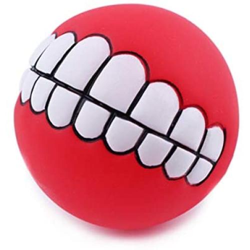 1PC only Treat Ball Pet Dog Toy Smile With Teeth Grinding Chew Sound Funny Playing BLUS