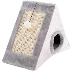 Cat Bed for Indoor Cats,Foldable Triangle Small Durable Toy Bed Playhouse with Natural Sisal Scratching Board,triangle Cat Cave,for Cats or Small Dogs, Puppy