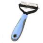 Novicey Dematting Tool for Dogs &Cats, Pet Grooming Undercoat Rake with Two-Side,Professional Stainless Steel Demat Comb Removes Loose Undercoat, Mats, Tangles and Knots Blue