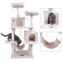 Hey-bro 61.5'' Extra Large Multi-Level Cat Tree Condo Furniture with Sisal-Covered Scratching Posts, 2 Bigger Plush Condos, Perch Hammock for Kittens, Cats and Pets