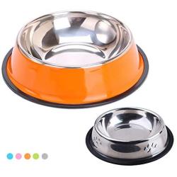 Youmeisha Dog Bowls Stainless Steel Dog Bowl with Non Slip Rubber Base Pet Bowls for Food or Water, Suitable for Puppy Cats and Kittens Feeder Bowl 2 Pack