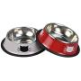 Yasma Cat Bowls Stainless Steel Pet Cat Bowl Kitten Rabbit Cat Dish Bowl with Cute Cats Painted cat Food Dish Easy to Clean Durable Cat Dish for Food and Water (red+Grey)