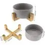 Micro Traders 2Pcs Ceramic Cat Dog Bowl, with Bamboo Elevated Stand for Puppy Kitten Pet Raised Feeder Gift Dishwasher-Safe Grey Micro Traders 2Pcs Ceramic Cat Dog Bowl, with Bamboo Elevated Stand for Puppy Kitten Pet Raised Feeder Gift Dishwasher-Safe Grey