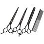 Purple Dragon 7.0'' Left Handed Dog Grooming Hair Cutting Scissor &Curved &Thinning Shear with Bag - for Mancinism Pet Groomer or Family DIY