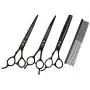 Purple Dragon 7.0'' Left Handed Dog Grooming Hair Cutting Scissor &Curved &Thinning Shear with Bag - for Mancinism Pet Groomer or Family DIY