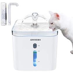 IOKHEIRA Cat Water Fountain,Updated 84oz/3L Automatic Ultra-Quiet Pet Fountain Dog Water Dispenser with Quadruple-Action Filter for Cats, Dogs, Other Pets
