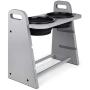 Emfogo Dog Bowls Elevated 3 Heights 4in 8in 13in Wood Raised Dog Bowl Stand with Double Bowls Raised Feeder for Dog Cat 16.7x15.5 inch (Cement Gray)