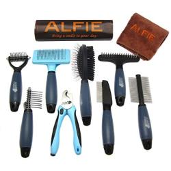 Alfie Pet - Devin 8-Piece Home Grooming Set - Flea Comb, Double Comb, Demat Comb, Mat Breaker, Slicker Brush, Double Brush, Undercoat Rake, Nail Clipper (General Purpose - Ultimate)