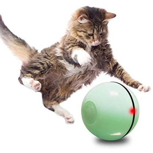 Funny Interactive Cat Toy Ball with LED Light USB Charging Rotate Scroll in All Directions Stimulate Pets Hunting Chasing