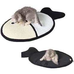 Cat Scratcher Mat，Ji Speed Natural Sisal Anti Scratch Pad Soft Plush Fish Style Scratcher Cat Toy, Reverse Side Non-skid Oxford Cloth, 25'' x 16''