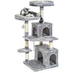 SUPERJARE 48 Inches Cat Tree Tower, Multi-Level Kitten Play House with Cozy Perches, Plush Condos and Sisal Scratching Posts