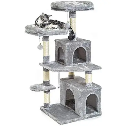SUPERJARE 48 Inches Cat Tree Tower, Multi-Level Kitten Play House with Cozy Perches, Plush Condos and Sisal Scratching Posts SUPERJARE 48 Inches Cat Tree Tower, Multi-Level Kitten Play House with Cozy Perches, Plush Condos and Sisal Scratching Posts