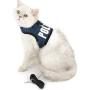 SMALLLEE_LUCKY_STORE Police Print Soft Mesh Denim Cat Harness and Leash Set for Walking Escape Proof Adjustable No Pull Choke Boy Small Puppies Kitten Rabbit Dog Harness Vest, Dark Blue