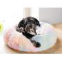 AmazinglyCat Marshmallow Cat & Small Dog Bed – Extra Fluffy, Round Cat Bed with Non-Slip Bottom + Throw Blanket Calms Pets with Softness & Warmth – Donut Bed & Pet Essentials, Rainbow, 23 in.