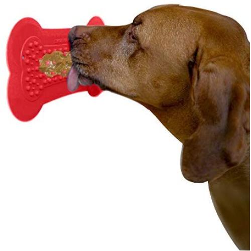 Lick Lick Pad - The Original Slow Feeder Dog Distraction Device | Veterinarian Used Lick Mat to Soothe While Bathing, Grooming, Training and More | Suction to Wall and Add Peanut Butter | Large