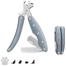 Oaoleer Dog Nail Clippers, Metal Pet Trimmers-Multifunctional Foldable Type with Safety Guards to Avoid Excessive Cutting, Built-in Nail File and Comb,Stylish Appearance,Professional Grooming Tool.