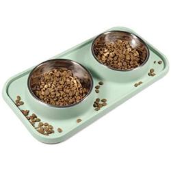 L.D.Dog Cat Bowls for Food and Water with Stand, Cat Food Bowls Non-Spill and Non-Skid, Removable Stainless Steel Bowls for Cats, Small Size Dogs