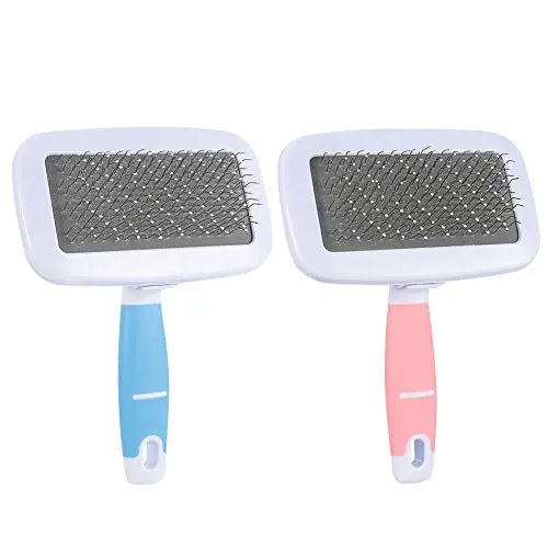 PORTOWN 2 Pcs Self Cleaning Slicker Brush, Slicker Pet Grooming Brush Premium Dog Brush & Cat Brush for Small, Medium&Large Dog&Cat with Short, Long Hair PORTOWN 2 Pcs Self Cleaning Slicker Brush, Slicker Pet Grooming Brush Premium Dog Brush & Cat Brush for Small, Medium&Large Dog&Cat with Short, Long Hair