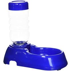 JARDIN Plastic Pet Travel Portable Bowl and Water Bottle Feeder, Blue