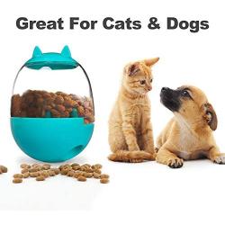 SIOMK Cat Treat Dispenser Toy, Dog Treat Toy Interactive Dog Toys, Pet IQ Treat Ball Adjustable, Cat Shaped Slow Feeder with Catnip, Dog Treat Dispensing Toy Tumbler Design