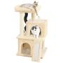 Sanfant New Designed Style Cat Tree with Slide Two Condos Pole Covered Sissal Rope 33 Inch
