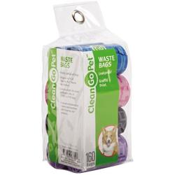 Clean Go Pet Dog Waste Bags, Value Pack, 8 Perforated Rolls of 20 Durable Leakproof Plastic Poop Bags Per Roll