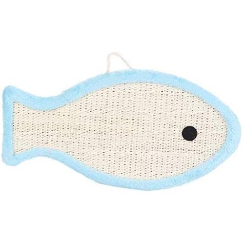 HERCHR 1 Pcs Cat Scratch Pad Flat Sisal Board Cat Scratching Pad Pet Scratcher Mat Playing Toy, Fish Shape, Plush(Blue)