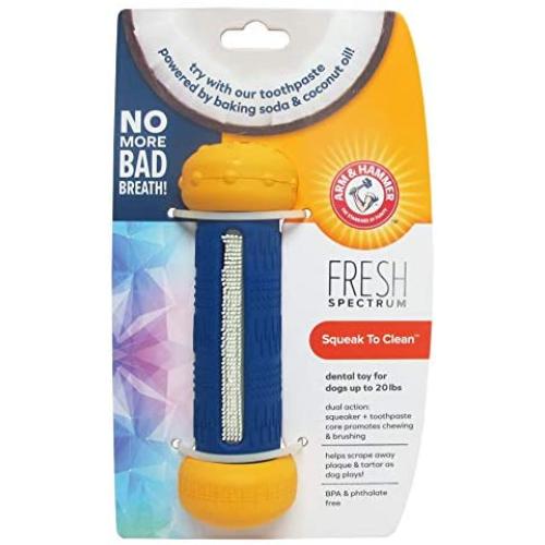 Arm & Hammer for Pets Spectrum Squeak to Clean Dental Toy for Dogs, Small | Scrape Away Tartar As Dog Plays, No More Bad Breath, Large (FF11493)