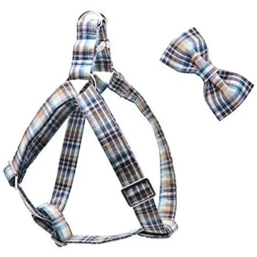 Lionet Paws Dog Harness with Bowtie Cotton No-Pull Adjustable Pet Harness with Metal Buckle for Small Medium Large Dogs Lionet Paws Dog Harness with Bowtie Cotton No-Pull Adjustable Pet Harness with Metal Buckle for Small Medium Large Dogs