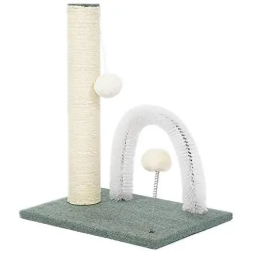 Furrytail Scandinavian Style Cat Scratching Post with Arch Self Groomer Massager Brush, Cat Fur Groomer Brush Toy for in Door Cat Furrytail Scandinavian Style Cat Scratching Post with Arch Self Groomer Massager Brush, Cat Fur Groomer Brush Toy for in Door Cat
