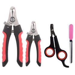 Small Pet Nail Clippers Trimmer Set - Safety Guard To Avoid Over-Cutting Nails Professional Round Tip Dog and Cat Grooming Scissors