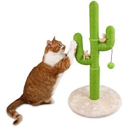 Fluffy Soul Cactus Cat Scratcher - Save Your Furniture with Durable Handmade Jute Cat Cactus Scratching Post - Loads of Entertainment for Your Cat