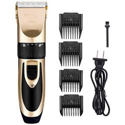 PBQWER Dog Grooming Kit Clippers, Low Noise Electric Quiet Rechargeable, Cordless Pet Hair Thick Coats Clippers Trimmers Set Titanium Ceramic Blade