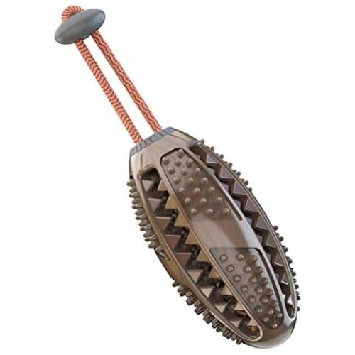 Emoly Upgraded Dog Treat Toy Food Dispensing Training Ball, Tooth Cleaning Chew Toy for Small Medium Dogs IQ Interactive Puppy Depressing Toys, Pet Bad Breath Cleaning Toy - Chocolate