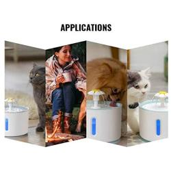 KUANDARM Fountains and Water Features,Electric Pet Water Dispenser Automatic Power-Off with Luminous LED Blue,Drinking Fountains for Dogs, Gray