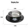 JOCHA cat Food Water Bowl Set for Food and Water Indoor Cats Stainless Steel Basic cat Small Dog pet Feeding Bowls Non-Slip Easy to Clean with Removable Rubber Base Cute Cats Painted (Black+Grey)