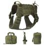 Wgwioo Tactical Service Dog Harness, Dog Training Vest with Molle Pouches and Bottle Holder for Medium Large Dogs