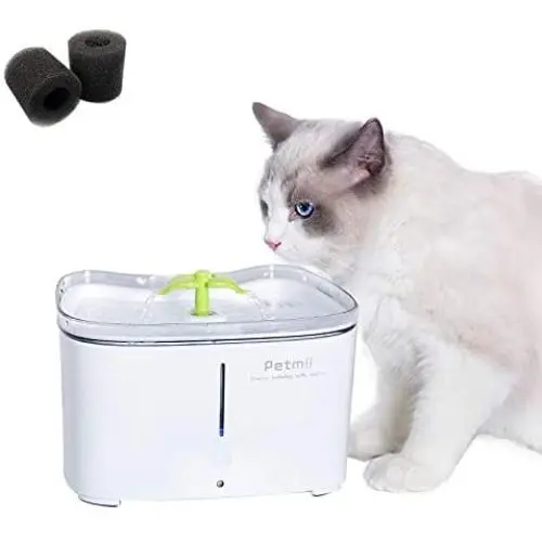 Petmii Pet Fountain, 88oz/2.6L Automatic Cat Water Fountain Dog Water Dispenser with 2 Replacement Filters for Cats, Dogs, Birds and Small Animals (White Fountain) Petmii Pet Fountain, 88oz/2.6L Automatic Cat Water Fountain Dog Water Dispenser with 2 Replacement Filters for Cats, Dogs, Birds and Small Animals (White Fountain)