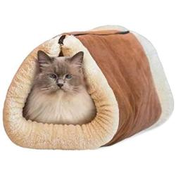 ZYT Plush Cat Mat, Waterproof-Lined Thermal Cat Blanket, Foldable Cave Cat Mattress