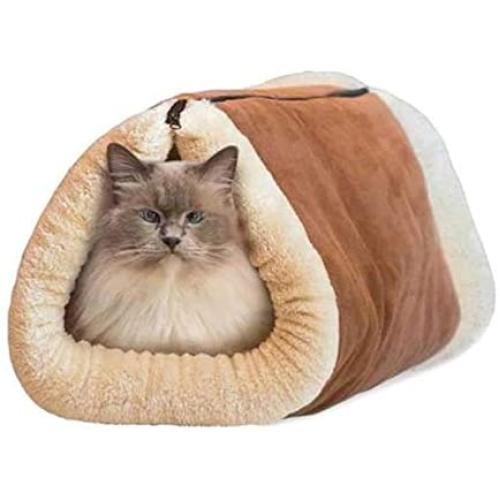 ZYT Plush Cat Mat, Waterproof-Lined Thermal Cat Blanket, Foldable Cave Cat Mattress