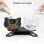 ljfjf Raised Cat Bowls, 15° Tilted Anti-Slip Transparent and Black Cat Food Water Bowl, Double Cat Bowl with Stand, Detachable Pet Feeding Bow Easy to Clean for Cats and Small Dogs (Color : -)