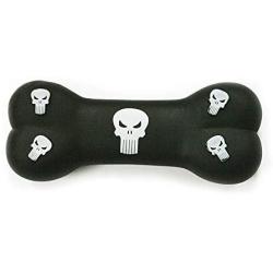 Buckle-Down Dog Toy Vinyl Bone Punisher Logo4 Centered Scattered Black White