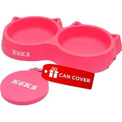 Cat Bowls - Cat Food Set of Silicone Cat Feeder Stand & Pets Food Can Cover - Cat Food Bowl Set - Cat Dish Set - Kitten Food Bowl - Cat Feeding Bowls - Cat Water Bowl