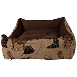 Huntley Pet English Equestrian Tapestry Design Rectangle Bolster Washable Soft Ped Bed