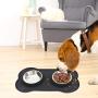 Double Dog Bowl, Stainless Steel Food and Water Bowl Food Scoop Pet Feeding Dish with Non Spill Silicone Mat for Puppy Dog Cat