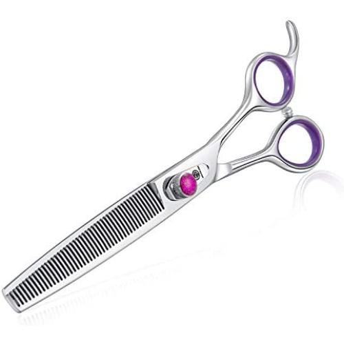 Univinlions 7 Inch Dog Grooming Scissors, Curved, Blending, Thinning, Trimming Shears for Professional, Beginner or Home Groomer, Premium-Grade Japanese 440C Stainless Steel Univinlions 7 Inch Dog Grooming Scissors, Curved, Blending, Thinning, Trimming Shears for Professional, Beginner or Home Groomer, Premium-Grade Japanese 440C Stainless Steel