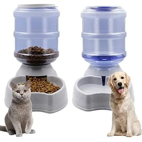 Zcaukya Automatic Cat Feeder and Water Dispenser Set, 1 Gal x 2 Gravity Dog Water Fountain Pet Food Feeder Zcaukya Automatic Cat Feeder and Water Dispenser Set, 1 Gal x 2 Gravity Dog Water Fountain Pet Food Feeder