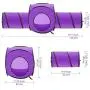 Lukovee Cat Tunnel Toy, Crackle Paper Collapsible Tube Three Connected Run Road Way Tunnel Catnip House with Fun Ball Puzzle Exercising and Playing for Kitten