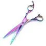 Poetry Kerry Pet Grooming Scissors Kit Dog Hair Care Shears 7 Inch Multicolor 1 Cutting Scissors 1 Thinning Shear 2 Curved Scissors and Grooming Comb